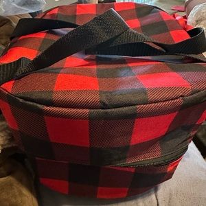New red black buffalo check insulated travel casserole carrier